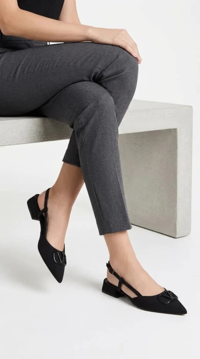 Kadın Siyah Geometrik Tokalı Alçak Kalın Topuklu Slingback Ayakkabı - görsel 2