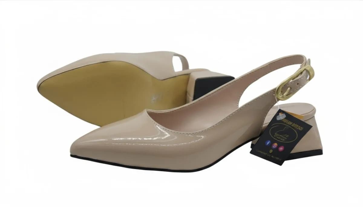 Kadın Bej Klasik Slingback Topuklu Ayakkabı